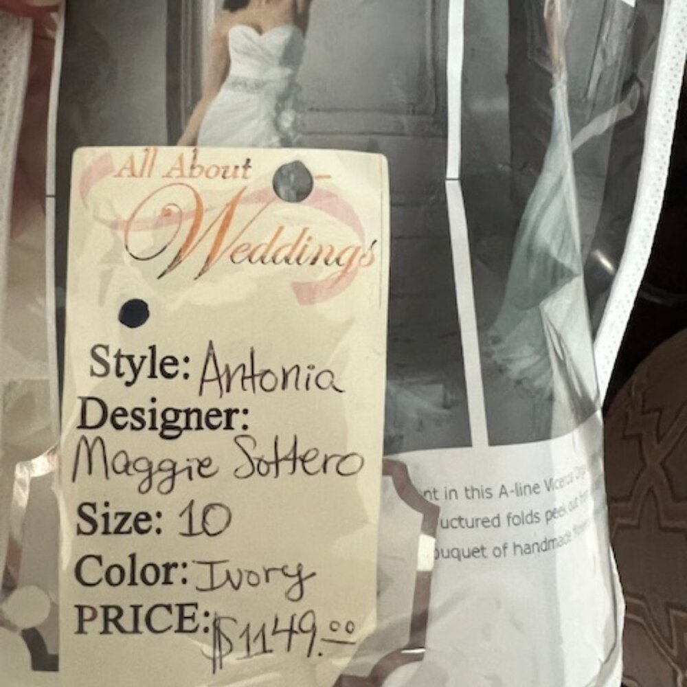 NWT Maggie Sottero Wedding Dress Strapless Organza Ivory Size 10 - Picture 15 of 15